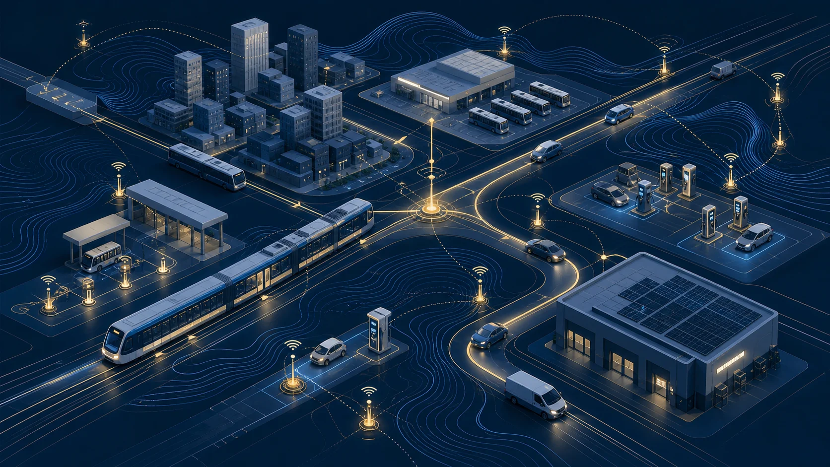 Red metropolitana que conecta transporte público, vehículos eléctricos, telemetría IoT y puntos de recarga